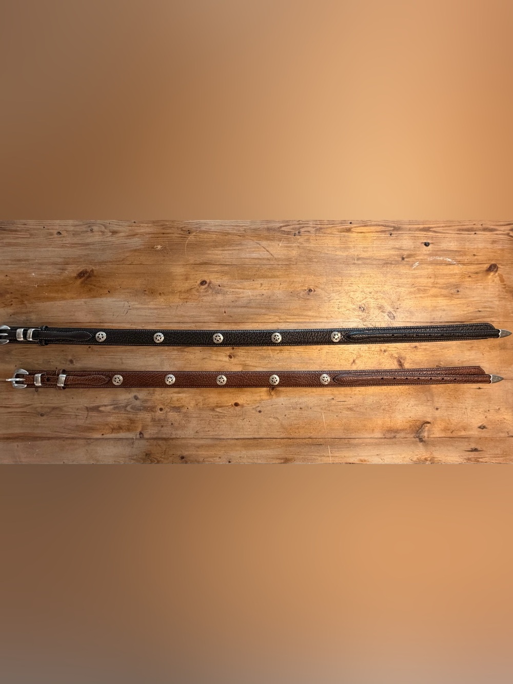 Leather women’s  Strap with Star Stud Accents - Black and Brown